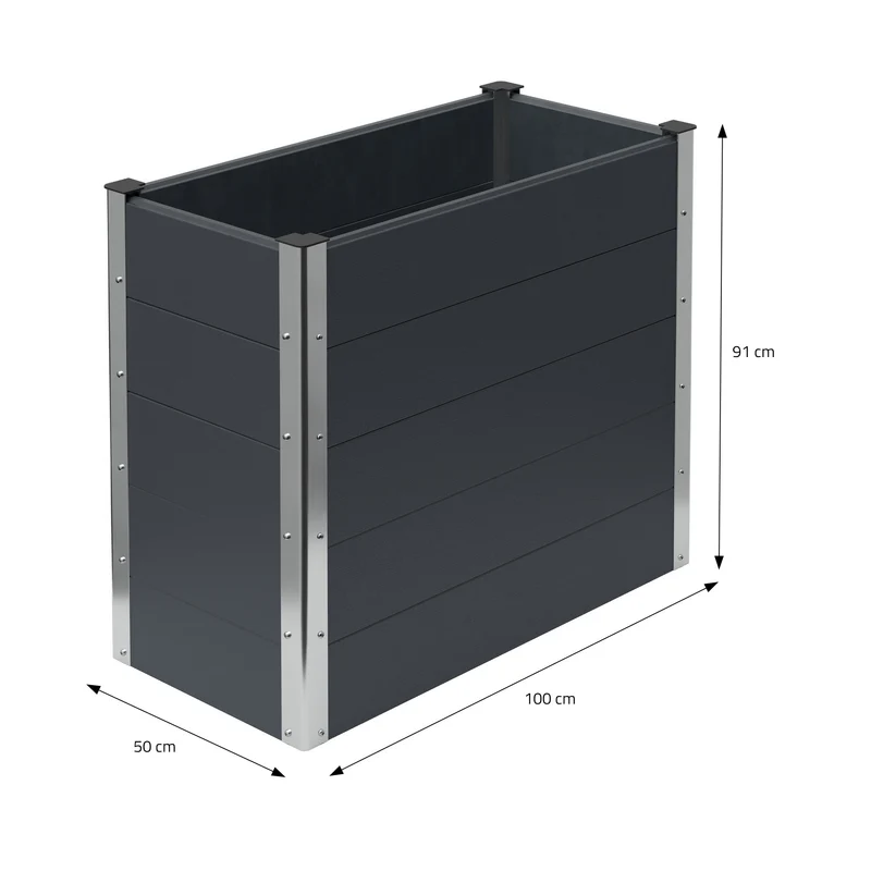 Hochbeet 100x50x91 cm Anthrazit aus WPC ML-Design