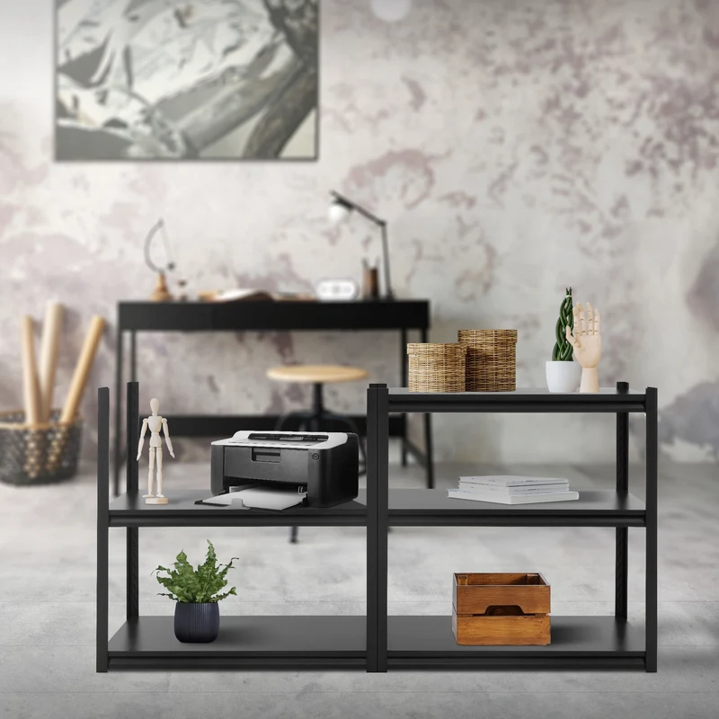 Schwerlastregal 183x90x40 cm Schwarz aus Metall inkl. 5 Böden ML-Design
