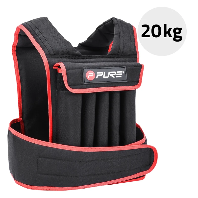 Gewichtsweste 20kg Schwarz/Rot aus Neopren Pure2Improve