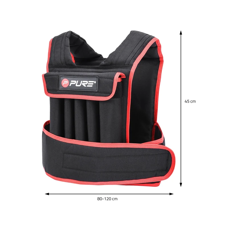 Gewichtsweste 20kg Schwarz/Rot aus Neopren Pure2Improve