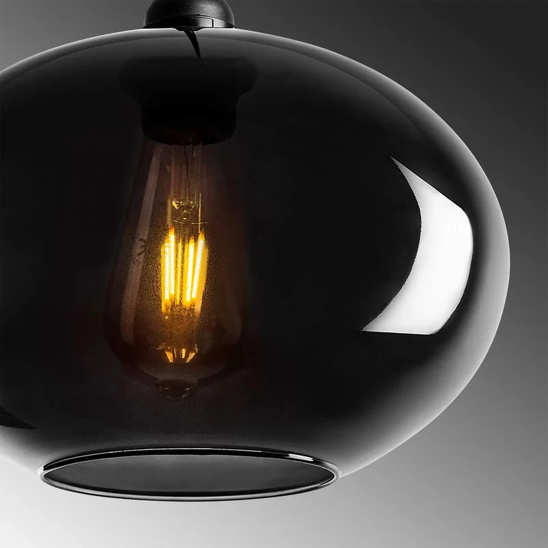 B-Ware Hängelampe Smoked 051 3-flammig Rondell Glas Ø27cm Hängeleuchte Lampe Spot E27