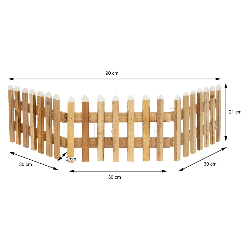 Deko Weihnachtszaun mit LED Braun 90x21 cm aus Holz