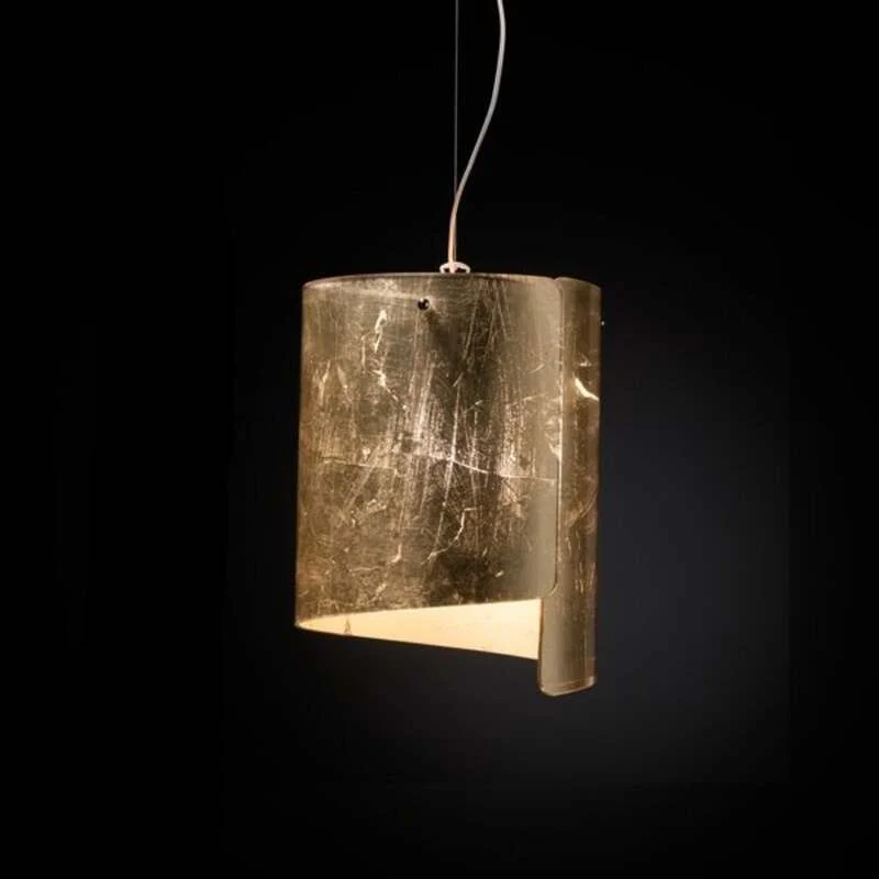 B-Ware Selène Hängeleuchte Pendelleuchte Papiro Glas Lampe gold Glasschirm Wohnzimmer