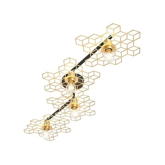 B-Ware Lucande Alexaru Deckenlampe Deckenlampe Deko-Deckenlicht Waben E27 4-flg gold