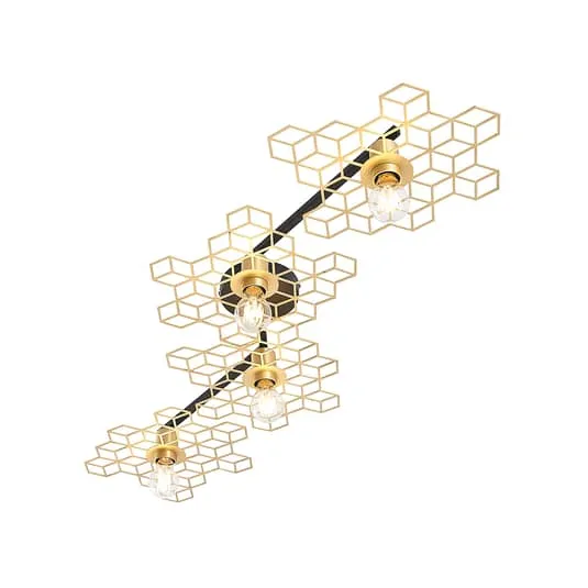 B-Ware Lucande Alexaru Deckenlampe Deckenlampe Deko-Deckenlicht Waben E27 4-flg gold