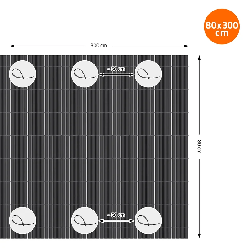 Sichtschutzmatte 80x700 cm Sichtschutzzaun Windschutz Balkonschutz PVC Anthrazit UV-beständig