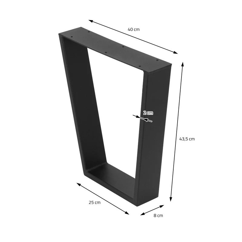 Tischbeine Tischgestell 2er Set V-Design 40 x 43,5 cm Anthrazit aus Stahl ML-Design