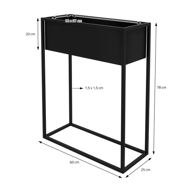 Blumenständer 60x25x78 cm Schwarz aus Metall ML-Design