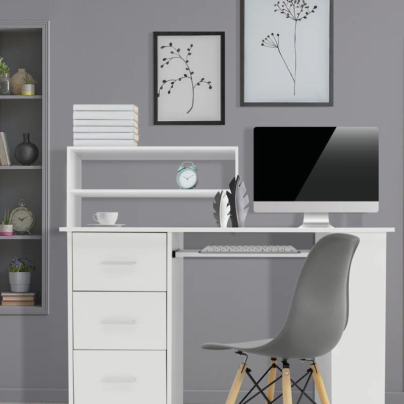 Monitorständer mit zwei Ebenen 70x35x33 cm Weiß as Holz ML-Design