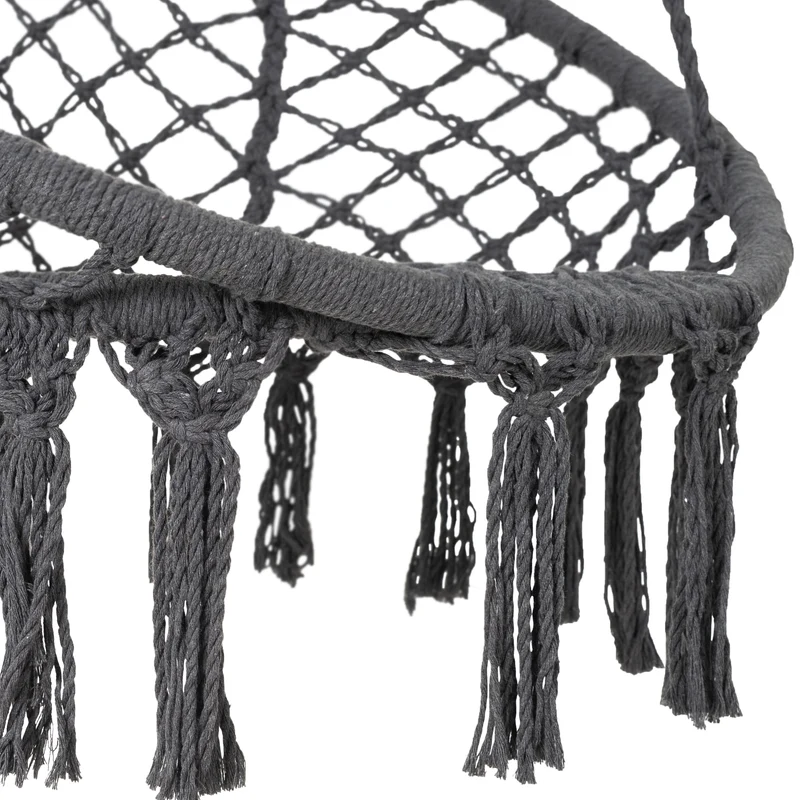 Hängesessel Ø 80x115 cm Grau aus Baumwolle Belastbar bis 120 kg