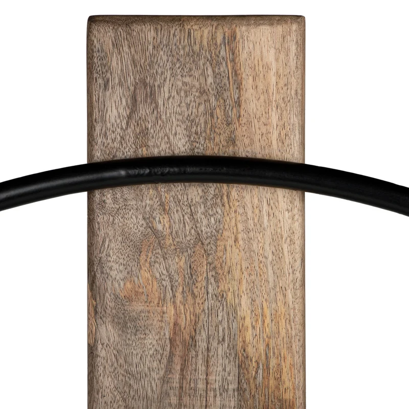 Große Wanduhr Ø 64 cm Schwarz aus Eisen und Mangoholz WOMO-DESIGN