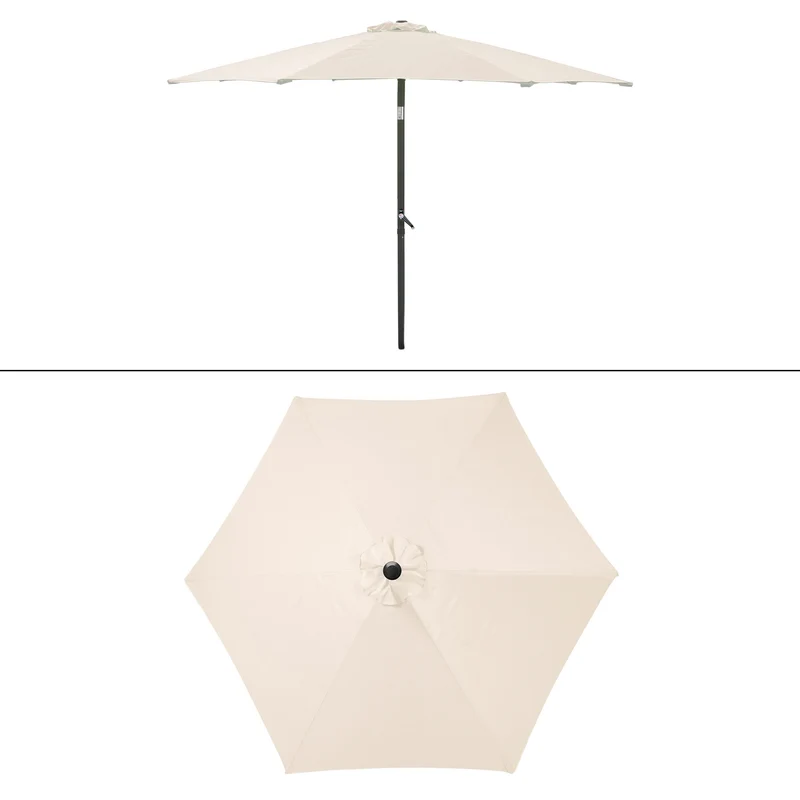 Sonnenschirm mit Kurbel, creme, Ø 300 cm, aus Aluminium und Polyester