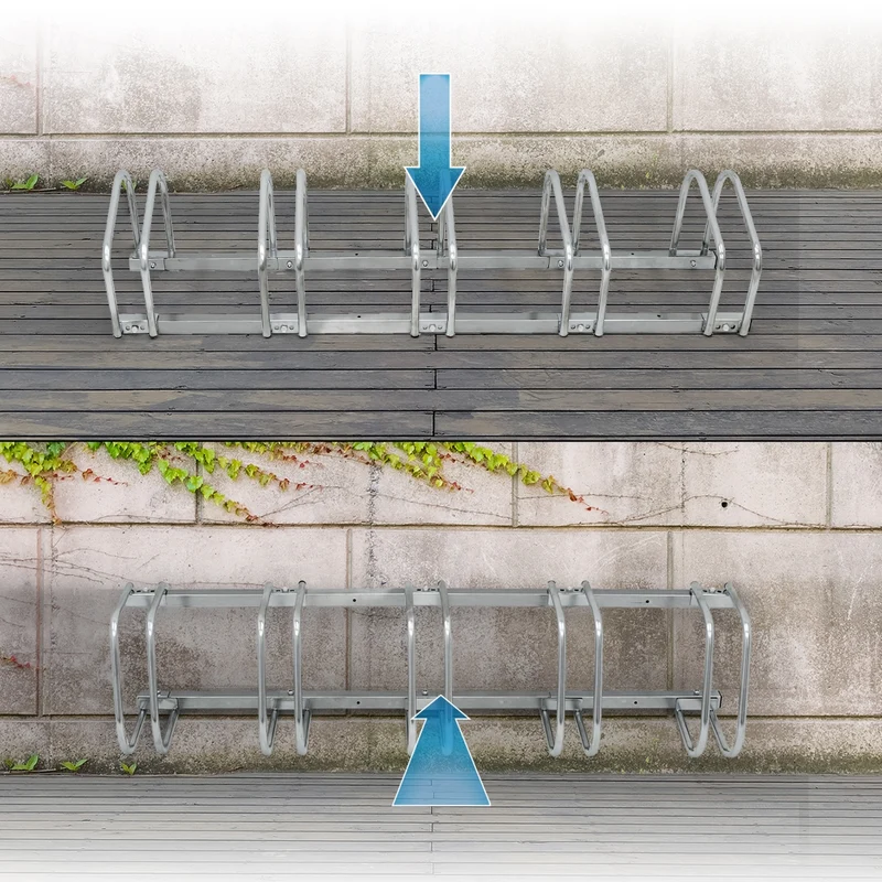 Fahrradständer für 5 Fahrräder 130 x 32 x 27 cm, aus verzinktem Stahl, inkl. Montagematerial