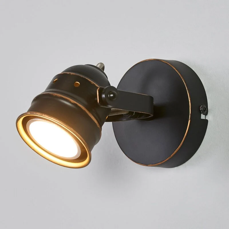 2x B-Ware Lindby Wandstrahler Spot Leonor schwarz Metall Wandlampe 9,5 cm GU10 LED 2 STÜCK