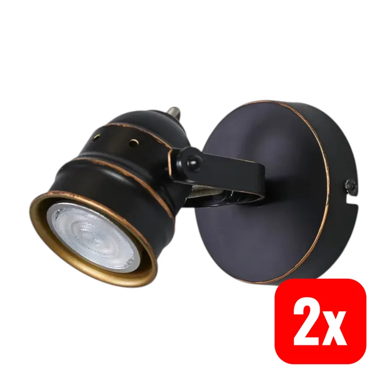 2x B-Ware Lindby Wandstrahler Spot Leonor schwarz Metall Wandlampe 9,5 cm GU10 LED 2 STÜCK