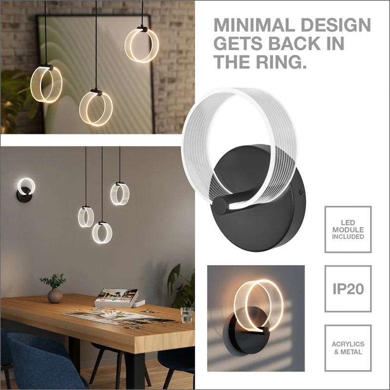 B-Ware OSRAM Wandleuchte Wandlampe LED Decor Circle CCT Lichtfarbe schwarz