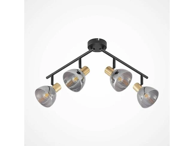 B-Ware Lindby Aniol Deckenstrahler vierflammig Glas grau schwarz Deckenlampe Lampe E14