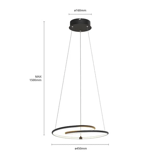 B-Ware Lindby Lucy LED-Hängeleuchte Hängeleuchte Deckenlampe Deckenlampe schwarz 45 cm