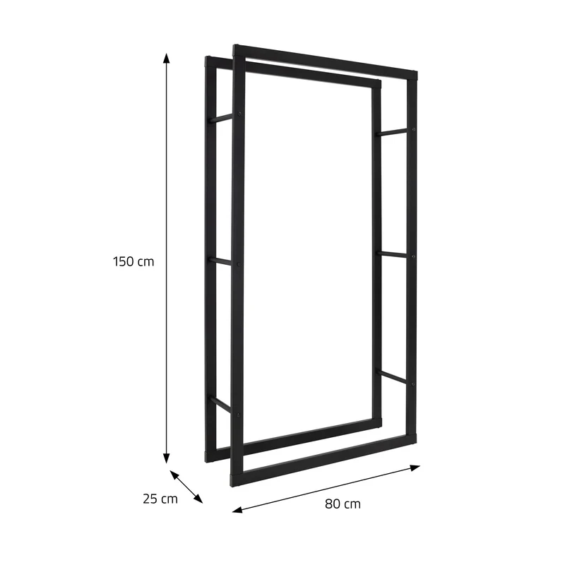Kaminholzregal rechteckig 80x150x25 cm Dunkelgrau aus Stahl ML-Design