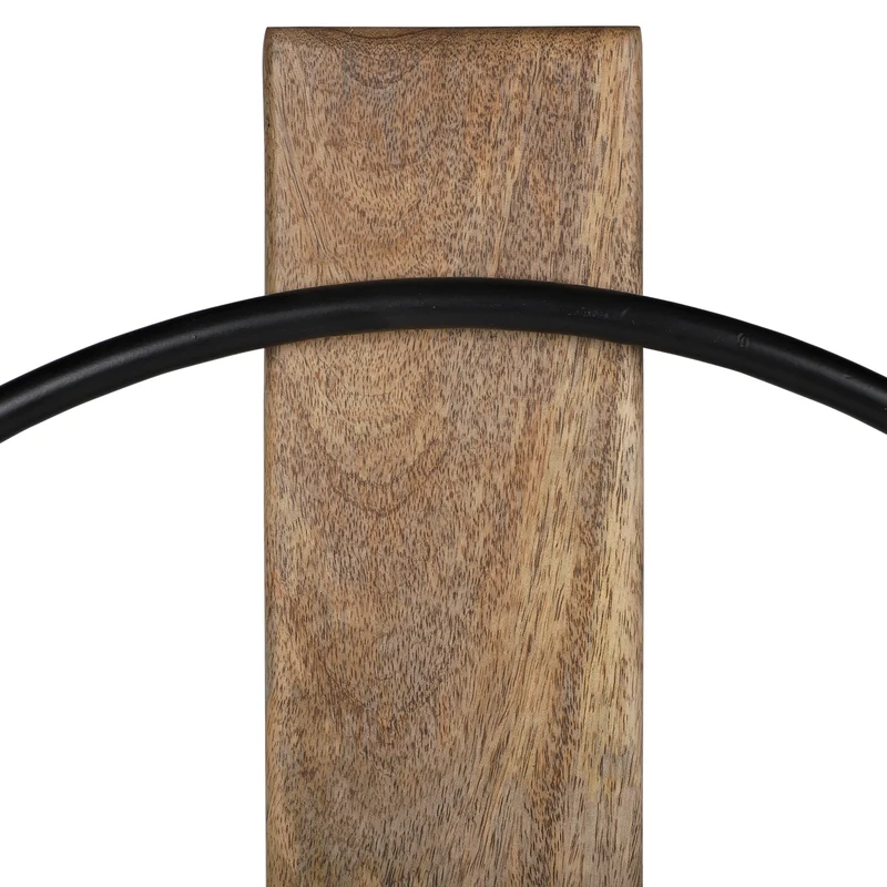 Große Wanduhr Ø 62 cm Schwarz/Natur aus Eisen und Mangoholz WOMO-Design