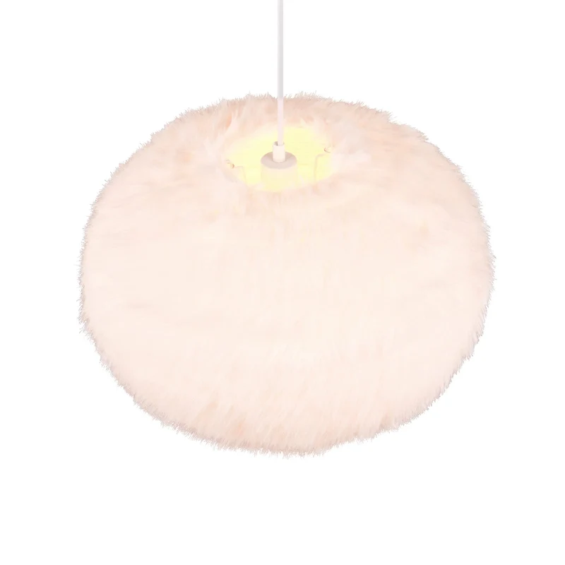 B-Ware reality Hängeleuchte Pendelleuchte Furry sandfarbe Plüsch Ø 50 cm E27 LED Lampe