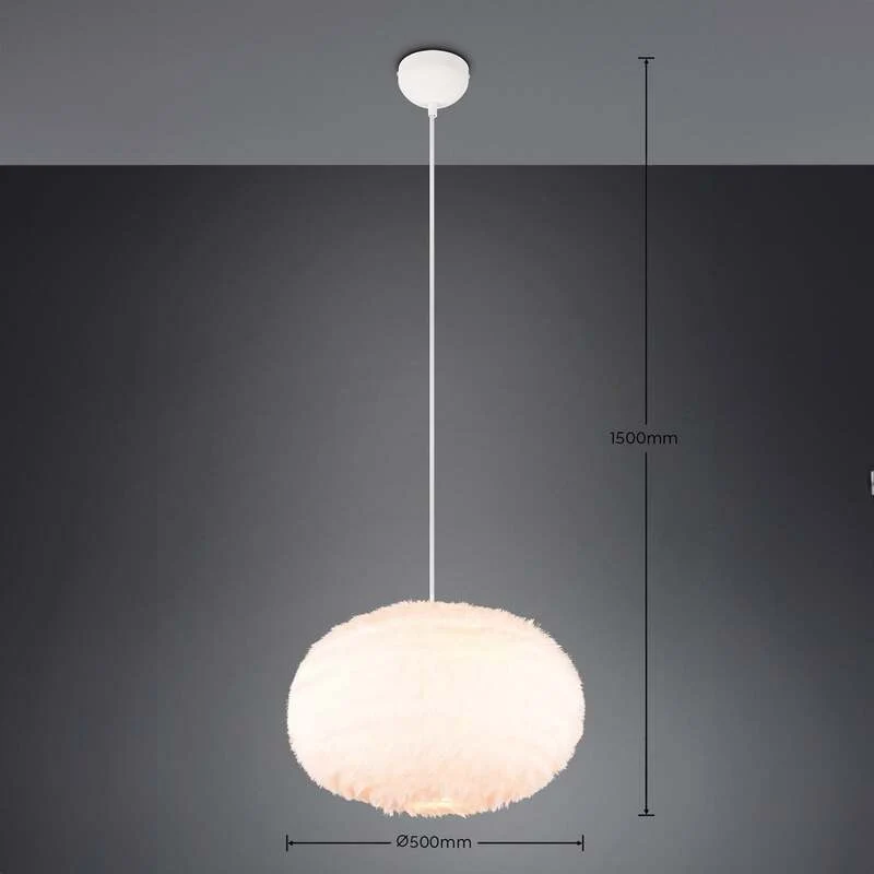 B-Ware reality Hängeleuchte Pendelleuchte Furry sandfarbe Plüsch Ø 50 cm E27 LED Lampe