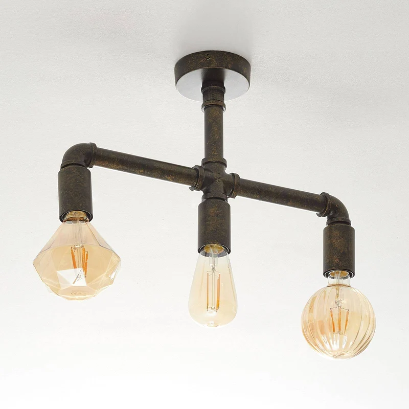 B-Ware Lampenwelt.com Leonas LED-Deckenlampe Deckenlampe Lampe Industriestil 3flammig