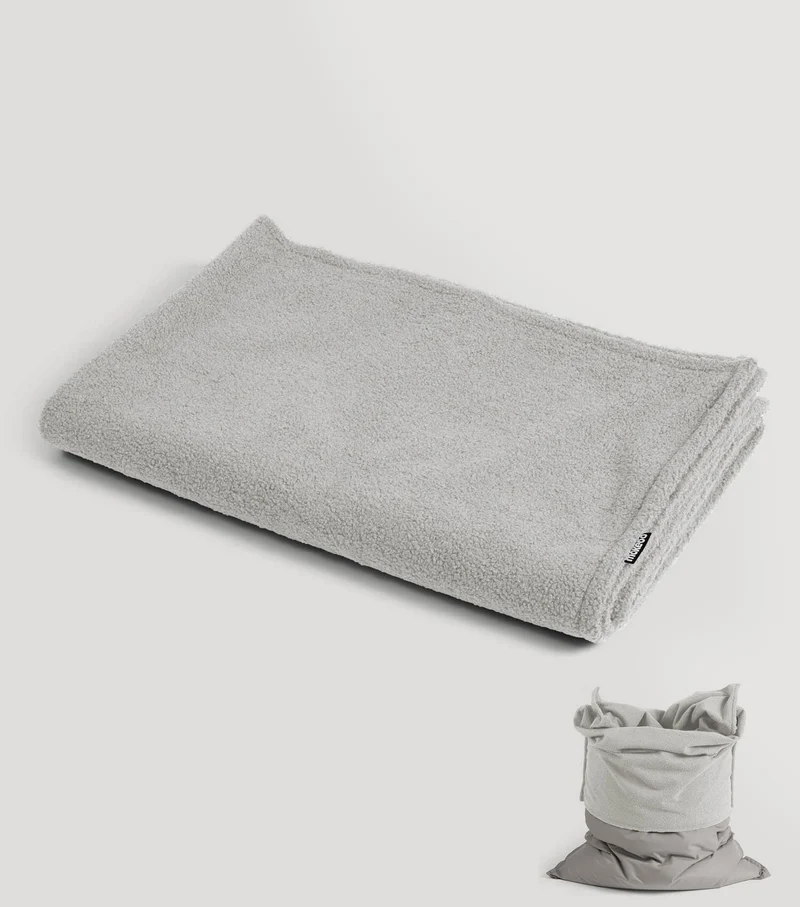 B-Ware mokebo Sitzsackhülle Bezug Hülle Bouclé Teddy Cover grau für Sitzkissen 170x130