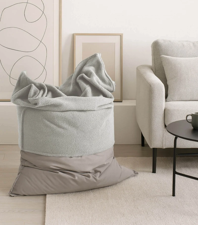 B-Ware mokebo Sitzsackhülle Bezug Hülle Bouclé Teddy Cover grau für Sitzkissen 170x130