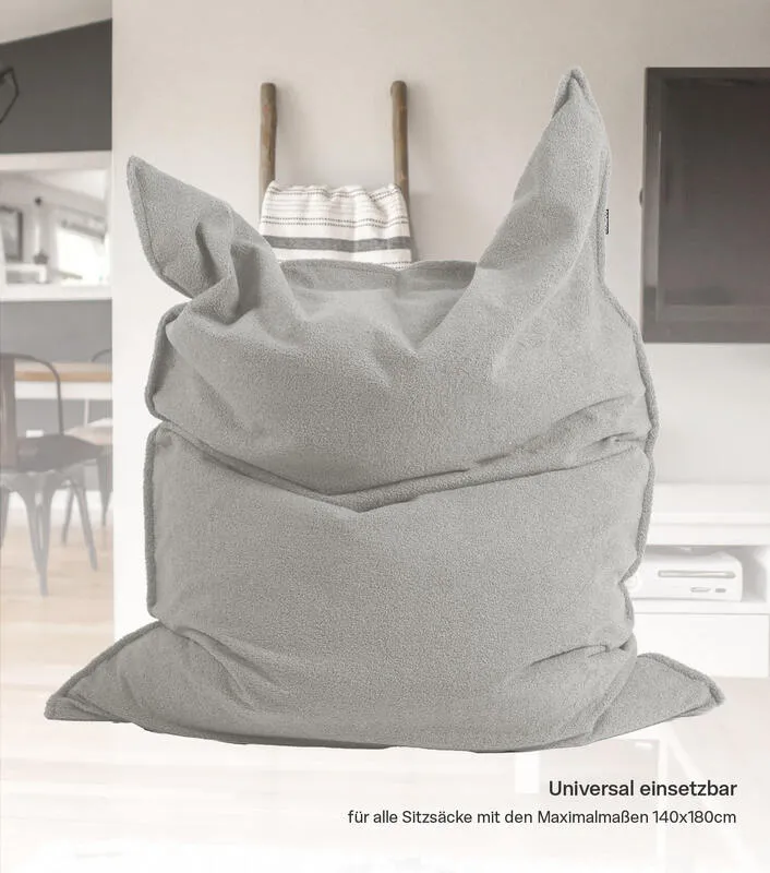 B-Ware mokebo Sitzsackhülle Bezug Hülle Bouclé Teddy Cover grau für Sitzkissen 170x130