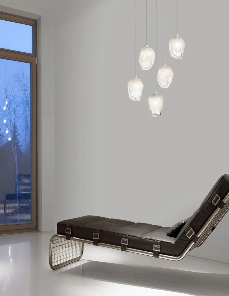 B-Ware Nova Luce Pendelleuchte Hängeleuchte ICE G9 Weiß Lampe Deckenleuchte 5-fach