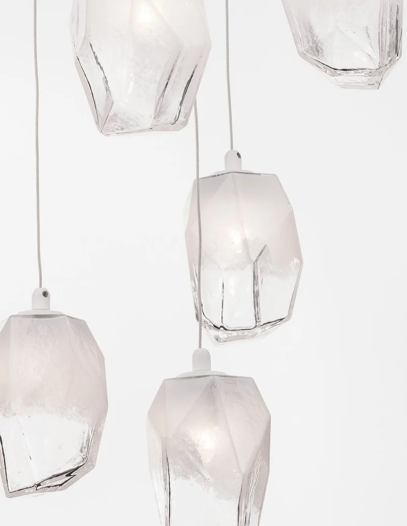 B-Ware Nova Luce Pendelleuchte Hängeleuchte ICE G9 Weiß Lampe Deckenleuchte 5-fach