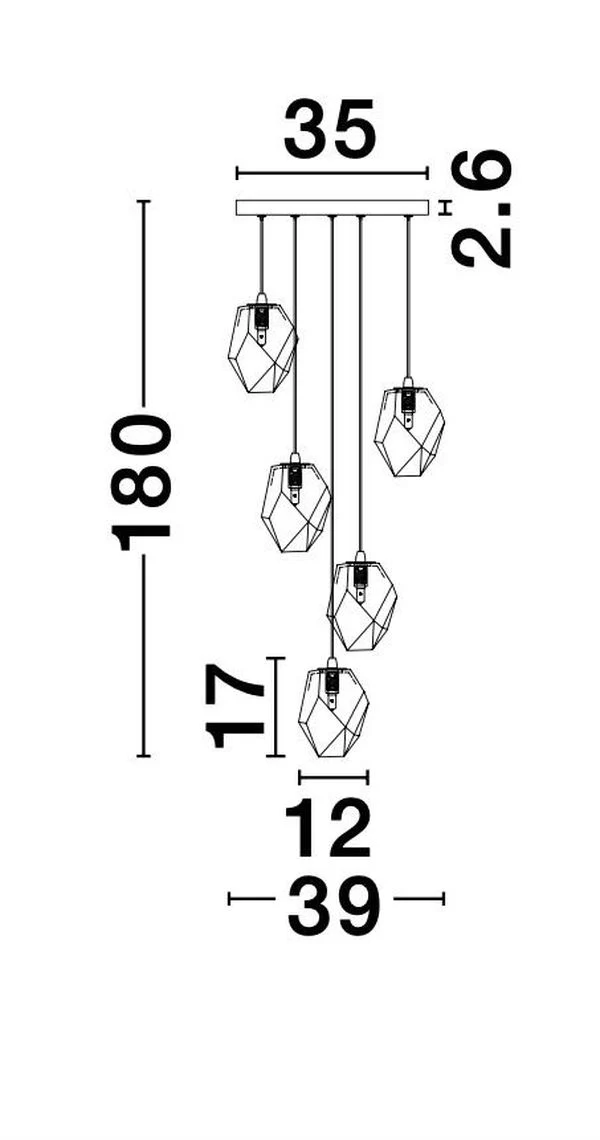 B-Ware Nova Luce Pendelleuchte Hängeleuchte ICE G9 Weiß Lampe Deckenleuchte 5-fach