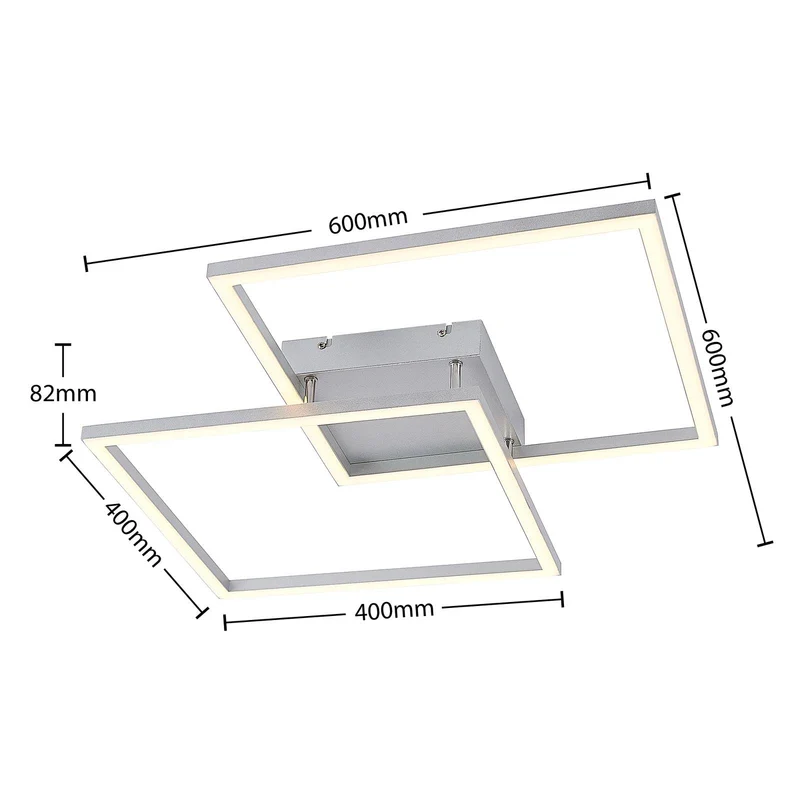 B-Ware Lucande Muir LED-Deckenlampe Deckenlampe Lampe Leuchte 32 Watt warmweiß silber