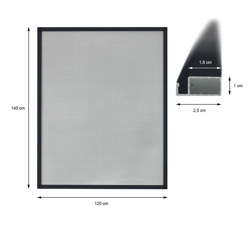Fliegengitter anthrazit 120x140 cm mit Rahmen aus Aluminium
