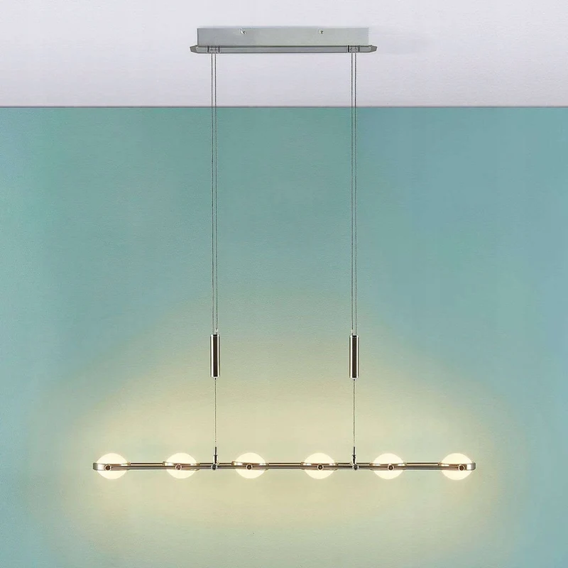 B-Ware Lucande Balkenpendelleuchte Catriona Pendelleuchte Hängelampe Lampe nickel 6-flg