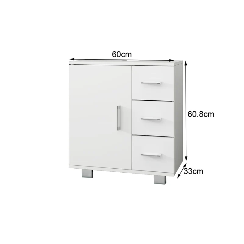 Badmöbel Badezimmermöbel Set 4-Teilig Hochschrank Waschenbeckenunterschrank Midischrank Wäscheschrank in Weiß ML-Design