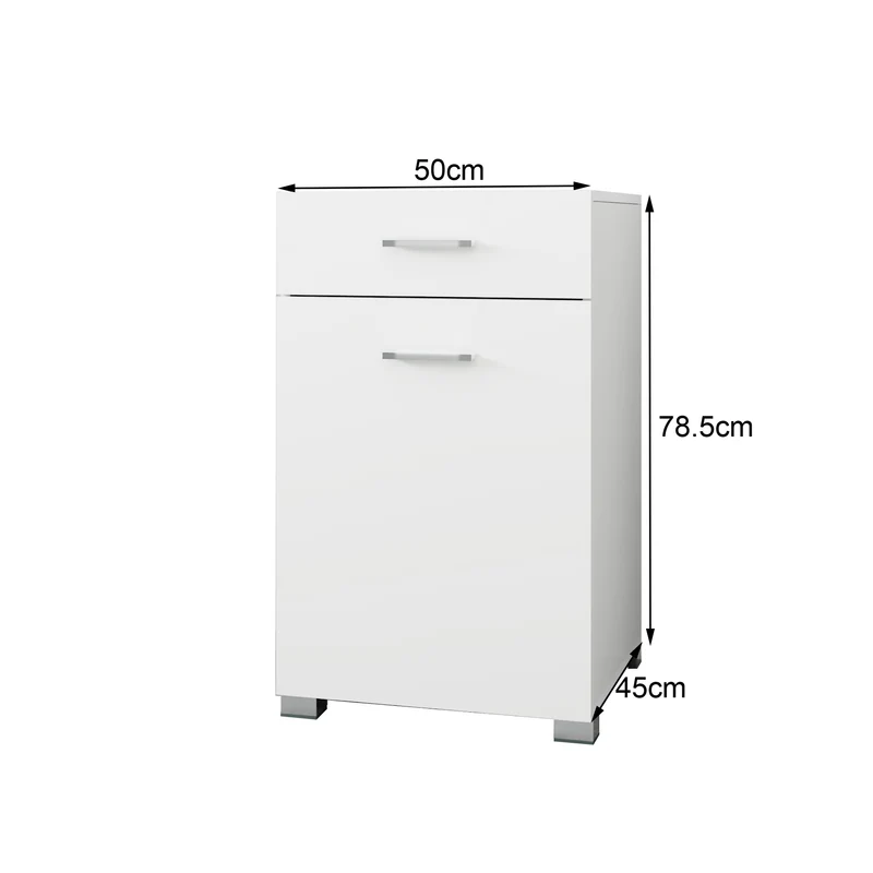 Badmöbel Badezimmermöbel Set 4-Teilig Hochschrank Waschenbeckenunterschrank Midischrank Wäscheschrank in Weiß ML-Design