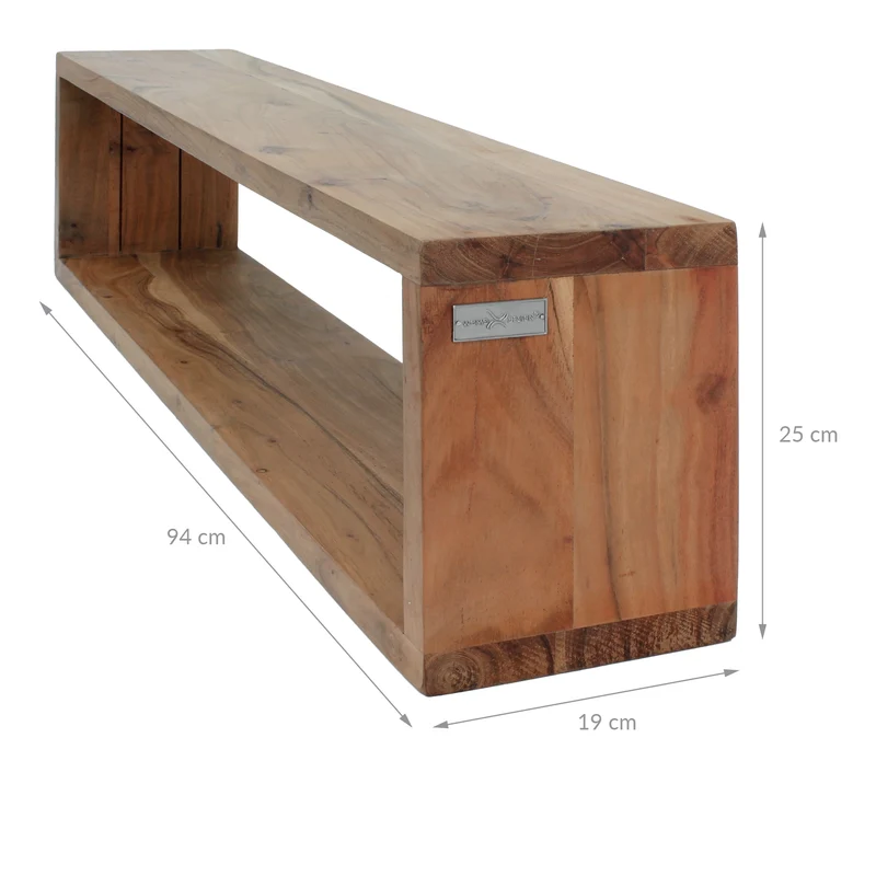 Wandregal 3er Set 43/94 x 19 x 20/25 cm natur aus Akazienholz WOMO-Design