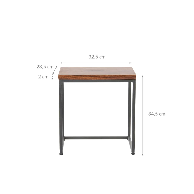 Beistelltisch 3er Set Natur aus Akazienholz und Metall WOMO-Design