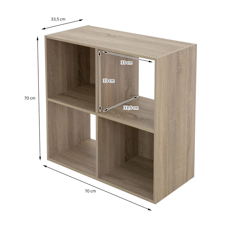 Bücherregal mit vier Fächern 70x33,5x70 cm Sonoma-Eiche aus Holz ML-Design