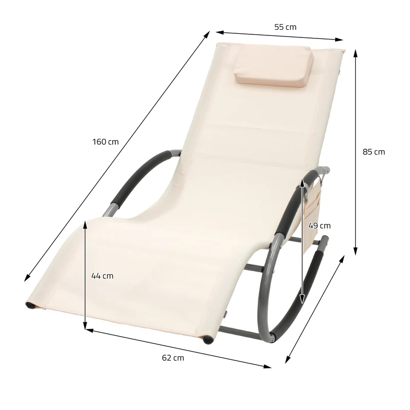Schaukelliege mit Kopfkissen und Seitentasche Creme aus Polyester ML-Design