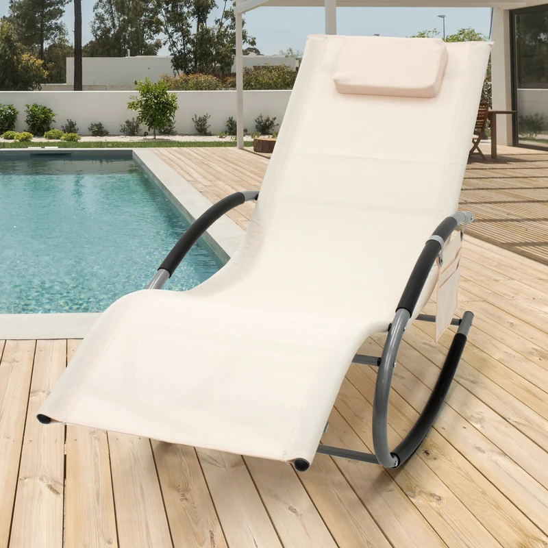 Schaukelliege mit Kopfkissen und Seitentasche Creme aus Polyester ML-Design