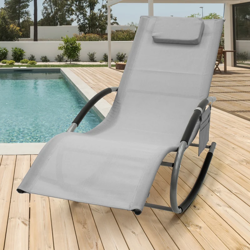 Schaukelliege mit Kopfkissen und Seitentasche Grau aus Polyester ML-Design