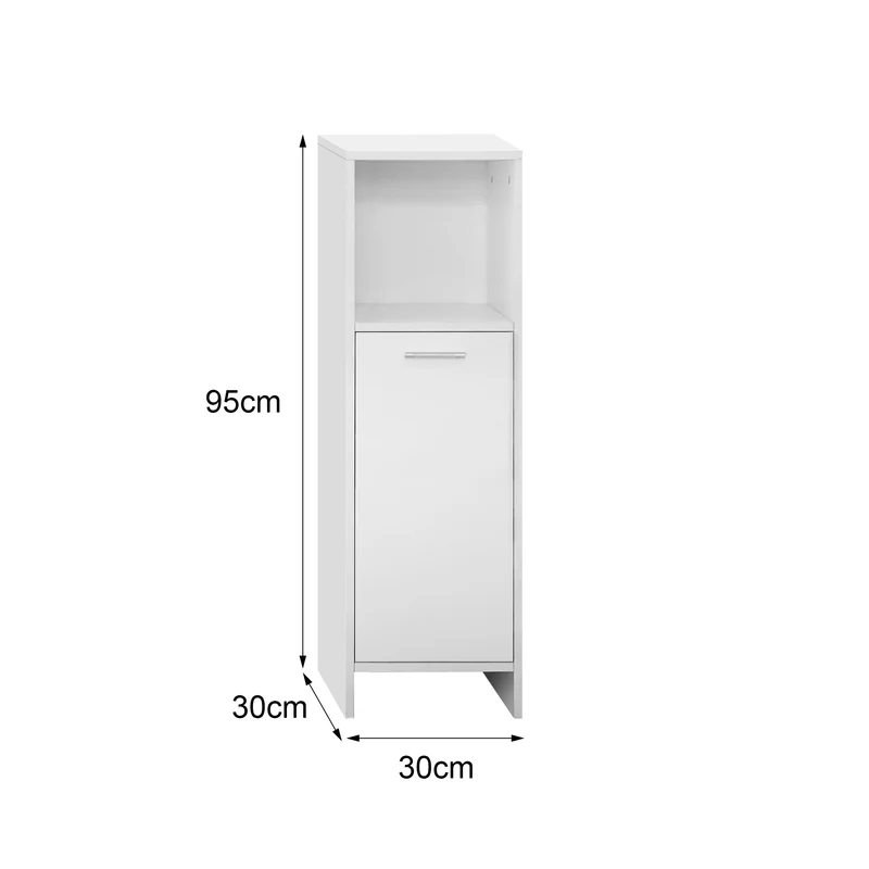 Badezimmerschrank Badschrank Weiß 30x95x30 cm mit einer Ablage ML-Design