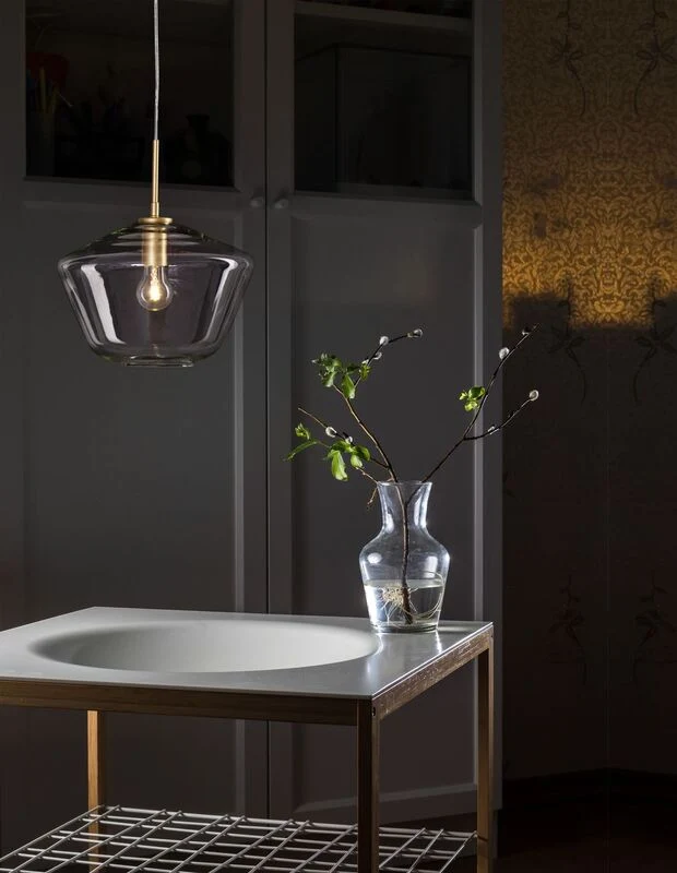 B-Ware Nova Luce Pendelleuchte Hängeleuchte PRISMA Gold E27 LED dimmbar Glas 124x30 cm