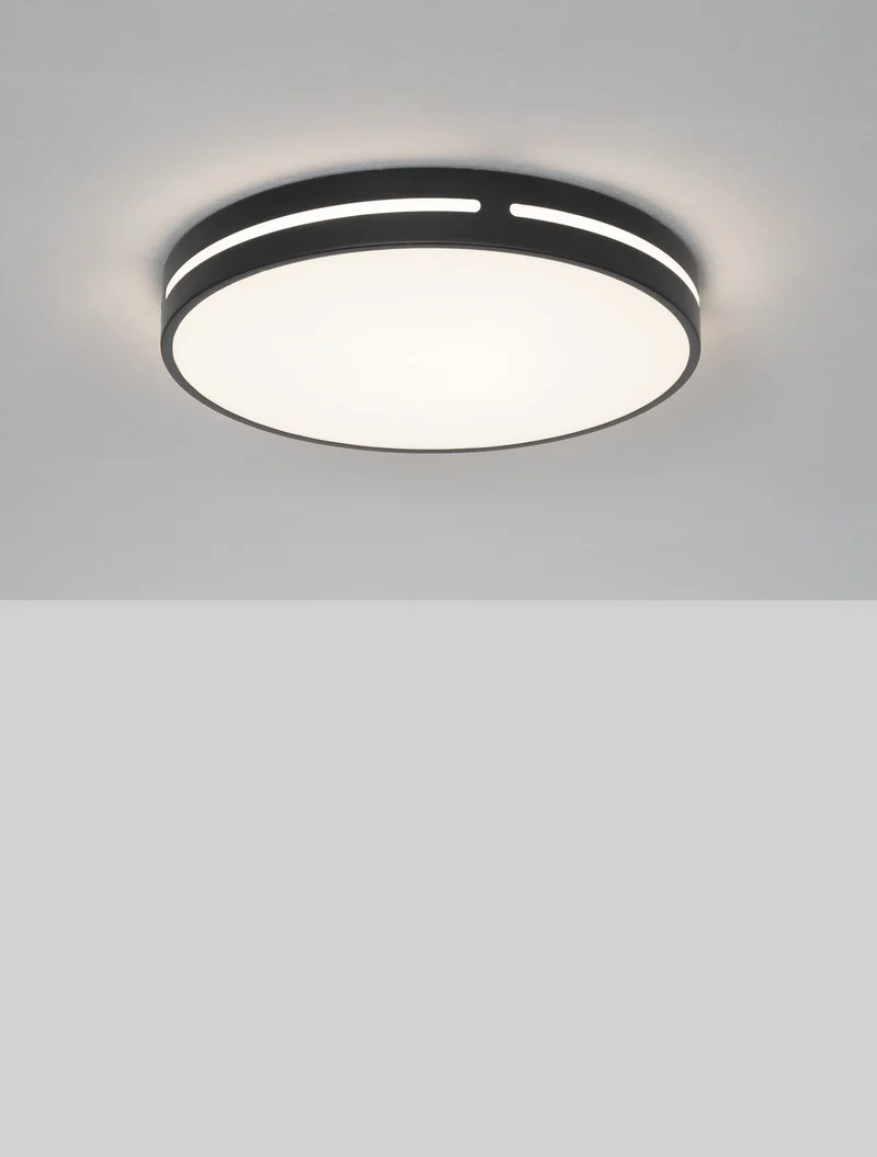 B-Ware Nova Luce Deckenleuchte Deckenlampe WHEEL LED Schwarz Warmweiß 45 cm 30 W Lampe