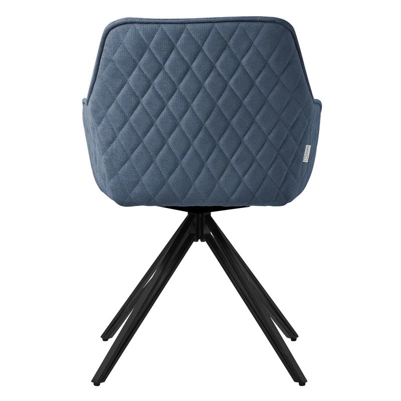 Esszimmerstuhl drehbar Blau aus Textil Webstoff Küchenstuhl mit Rücken- und Armlehne ML-Design