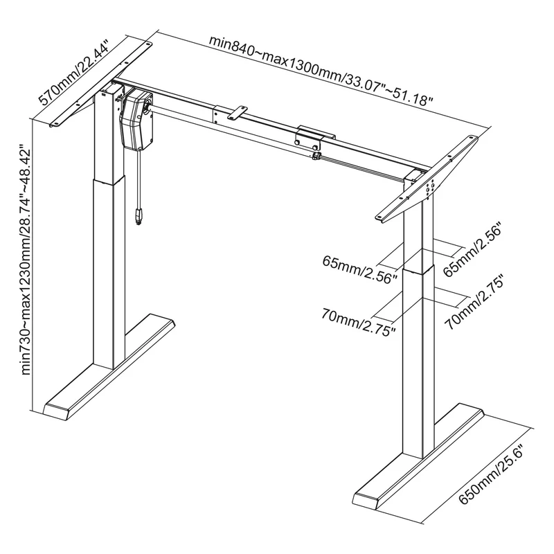 Elektrisches Schreibtischgestell Weiß aus Kunststoff und Stahl ML-Design