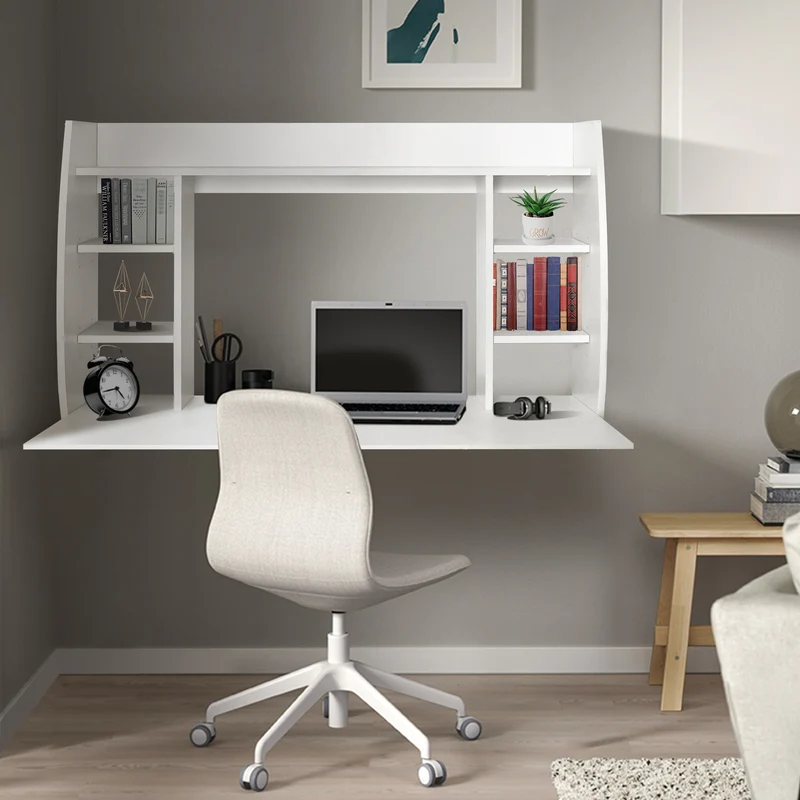 Wandschreibtisch 110x75x48 cm Weiß aus MDF ML-Design